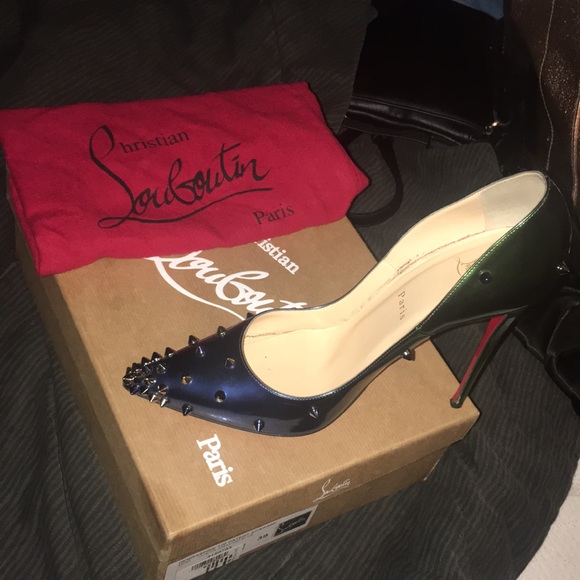 Royal blue/Emerald Green Spike Christian Loubs - Picture 5 of 6